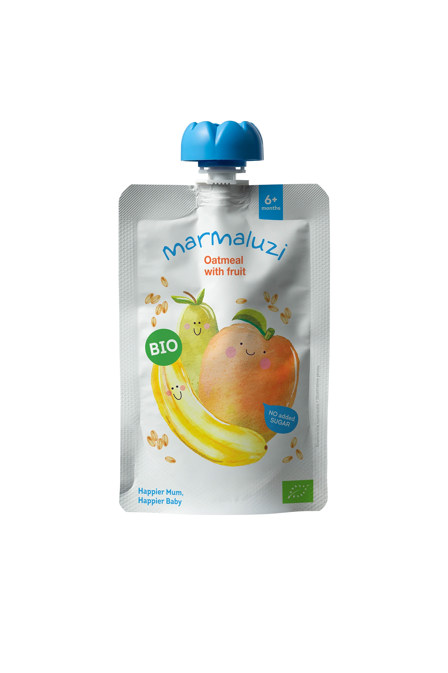 Ekologiška Mangų, bananų, kriaušių, avižų tyrelė, 90g