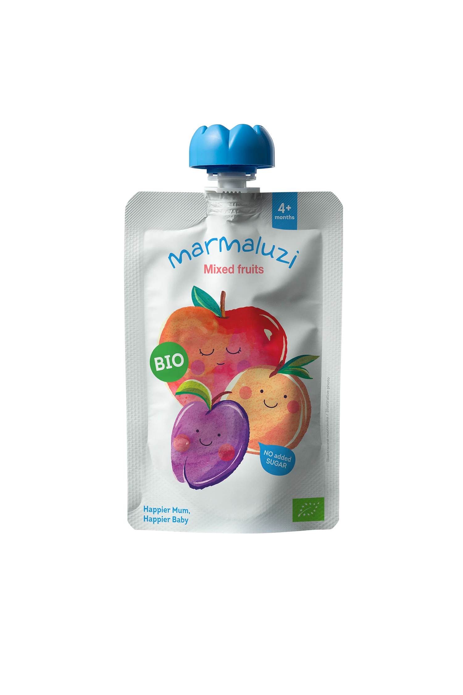 Ekologiška įvairių vaisių tyrelė, 90g