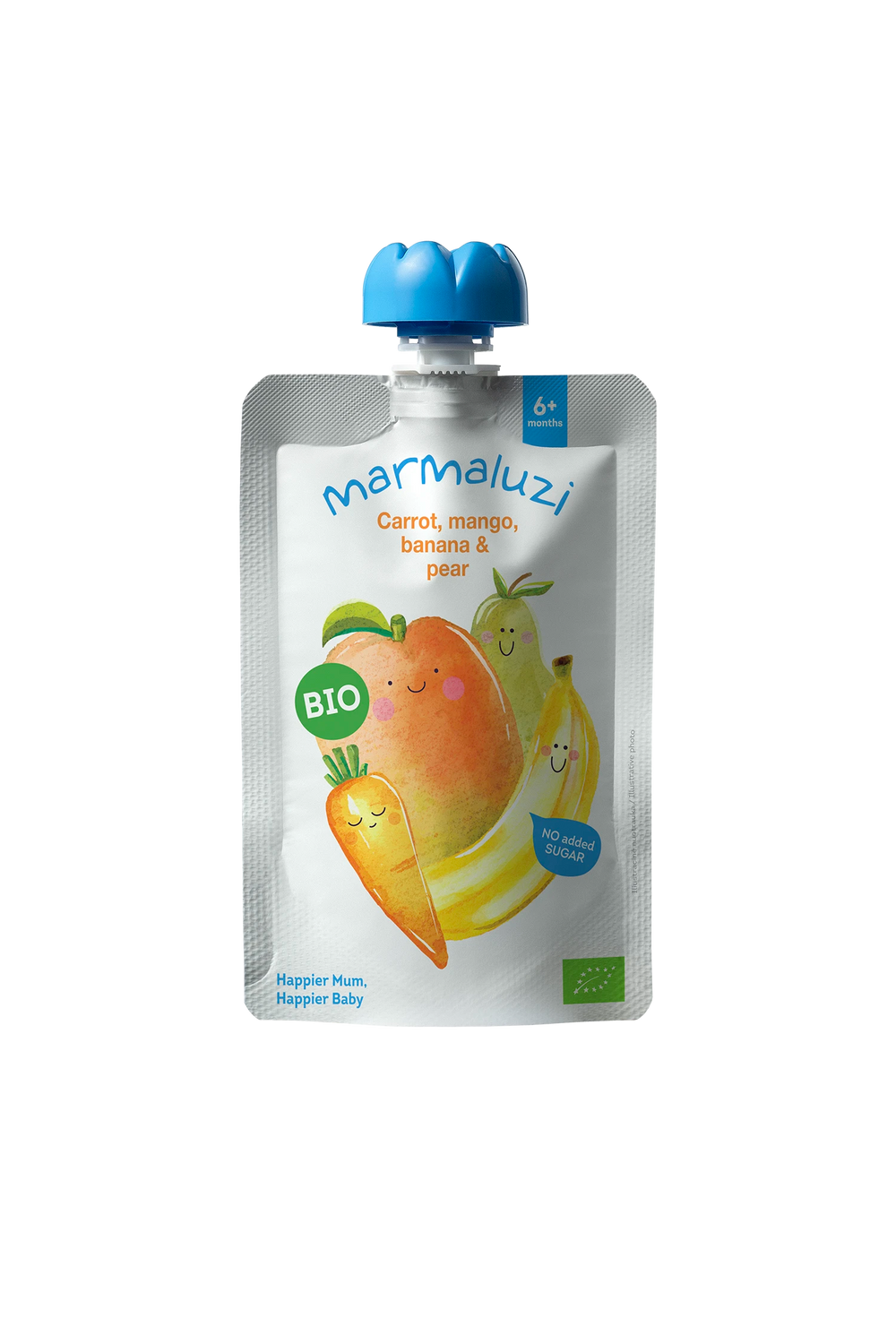 Ekologiška Morkų, mangų, bananų, kriaušių tyrelė, 90g