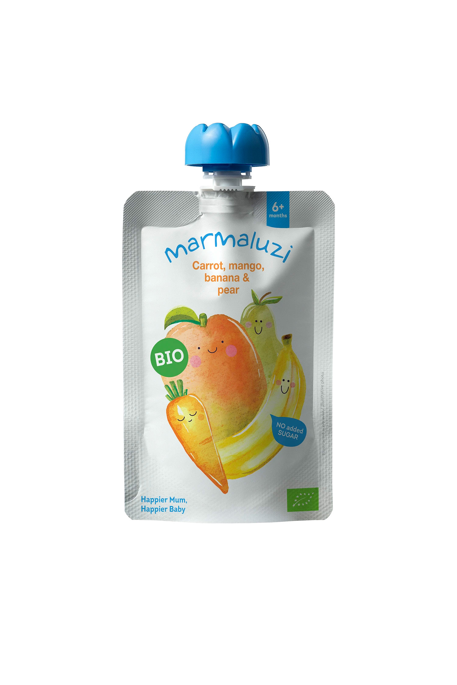 Ekologiška Morkų, mangų, bananų, kriaušių tyrelė, 90g